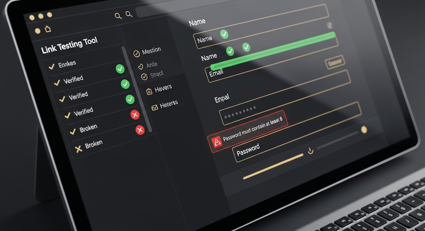 اختبار النماذج وروابط الصفحات